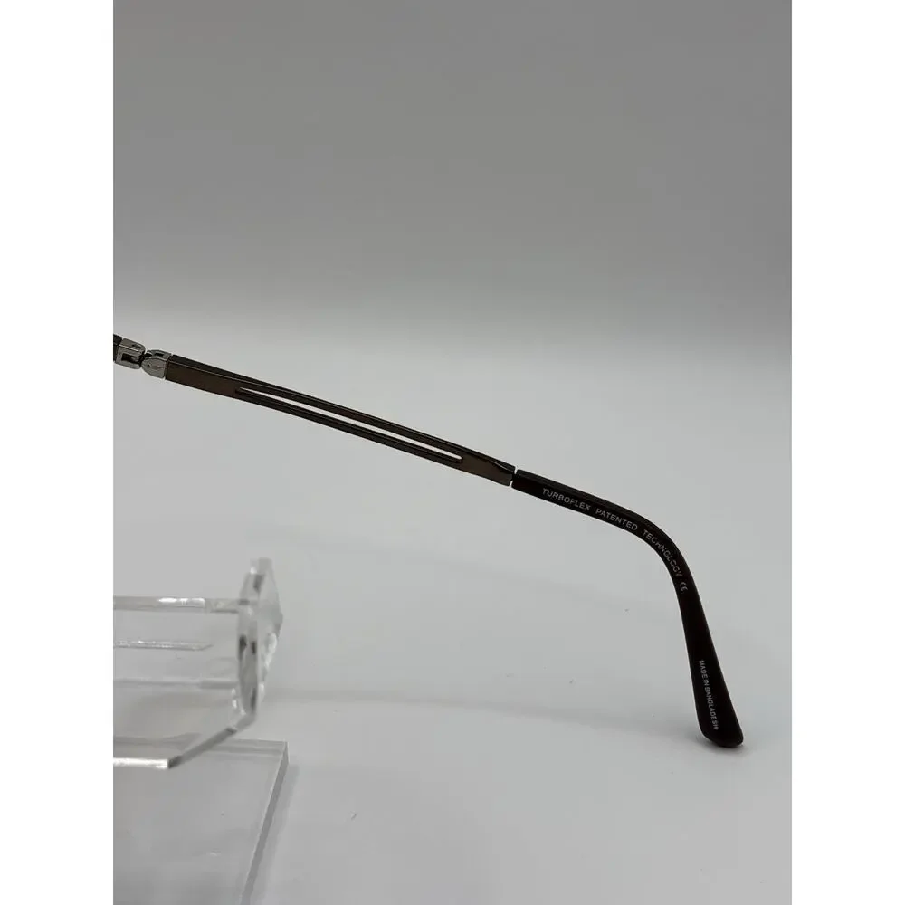 TurboFlex TF368 Brown Rectangular Sunglasses 54-18 Memory Metal Frame